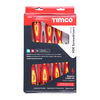 TIMCO VDE Screwdriver Set. Assorted Slotted, Phillips and Pozi-Drive Screwdrivers tested to 1000V AC. - 8 Pieces Thumbnail