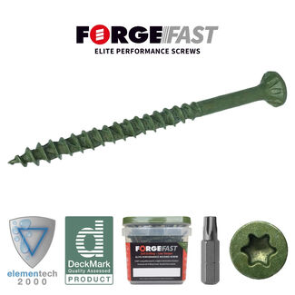 ForgeFast Elite Low-Torque Decking Screws - Green - Tub - 4.5 x 50mm