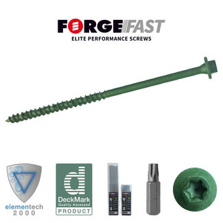 ForgeFast Elite Low-Torque Timber Fixing Screws - Green - Tub - 7.0 x 250mm - 7.0 x 250mm