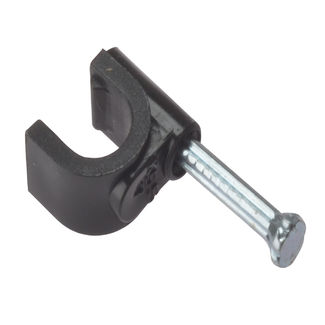 Cable Clips - Round For Coaxial Cable - Black - Box - 6-7mm