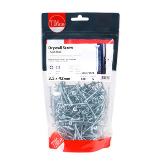 TIMCO Drywall Self-Drilling Bugle Head Silver Screws - 3.5 x 42