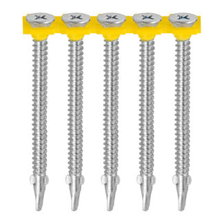 TIMCO Collated Self-Drilling Wing-Tip Steel to Timber Light Section Exterior Silver Screws  - 4.8 x 44