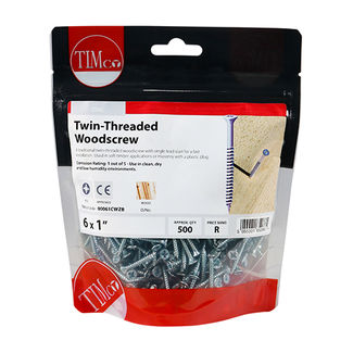 TIMCO Twin-Threaded Countersunk Silver Woodscrews - 6 x 1