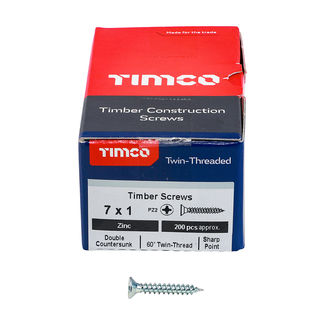 TIMCO Twin-Threaded Countersunk Silver Woodscrews - 7 x 1