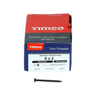 TIMCO Twin-Threaded Round Head Black Woodscrews - 8 x 2