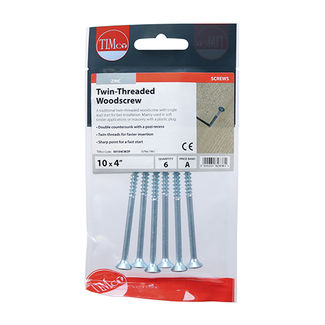 TIMCO Twin-Threaded Countersunk Silver Woodscrews - 10 x 4