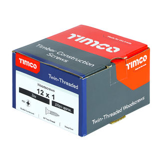 TIMCO Twin-Threaded Countersunk Silver Woodscrews - 12 x 1