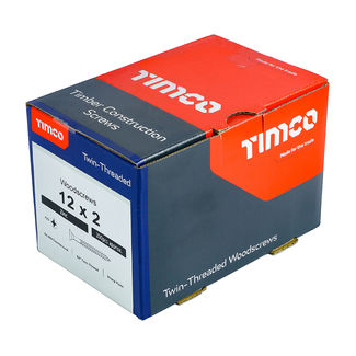 TIMCO Twin-Threaded Countersunk Silver Woodscrews - 12 x 2