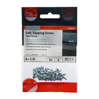 TIMCO Self-Tapping Pan Head Silver Screws - 6 x 1/4