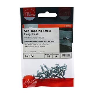 TIMCO Self-Tapping Flange Head Silver Screws - 8 x 1/2