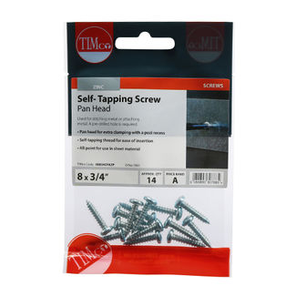 TIMCO Self-Tapping Pan Head Silver Screws - 8 x 3/4