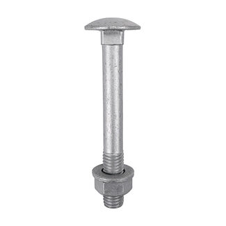 TIMCO Carriage Bolts DIN603, Hex Full Nuts DIN934 & Form A DIN125-A Washer Exterior Silver - M6 x 100