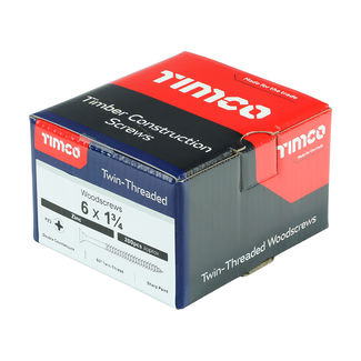 TIMCO Twin-Threaded Countersunk Silver Woodscrews - 6 x 1 3/4