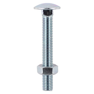 TIMCO Carriage Bolts DIN603 & Hex Full Nut DIN934 Silver - M6 x 40