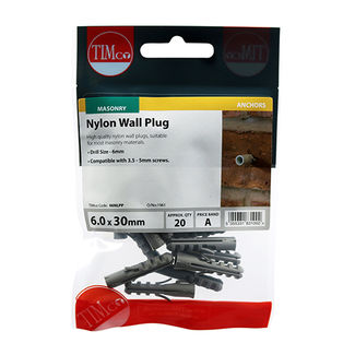 TIMCO Nylon Plugs - 6.0 x 30