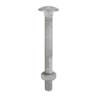 TIMCO Carriage Bolts DIN603 & Hex Full Nuts DIN934 Hot Dipped Galvanised - M8 x 100