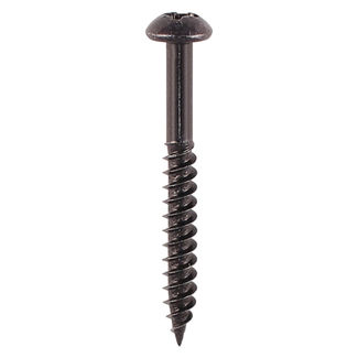 TIMCO Twin-Threaded Round Head Black Woodscrews - 8 x 1 1/2