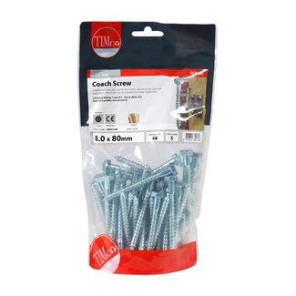 TIMCO Coach Screws Hex Head Silver  - 8.0 x 80