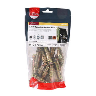 TIMCO Shield Anchors Loose Bolt Gold - M10:10L (M10 x 70)