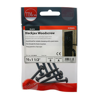 TIMCO Twin-Threaded Round Head Black Woodscrews - 10 x 1 1/2