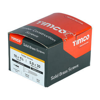 TIMCO Solid Brass Countersunk Woodscrews - 10 x 1 1/4