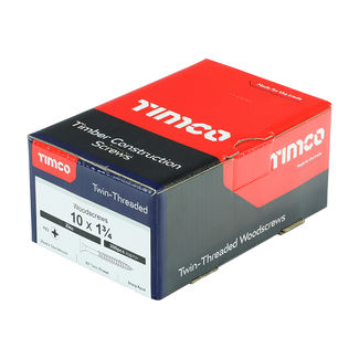 TIMCO Twin-Threaded Countersunk Silver Woodscrews - 10 x 1 3/4