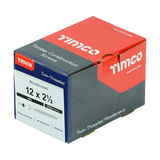 TIMCO Twin-Threaded Countersunk Silver Woodscrews - 12 x 2 1/2