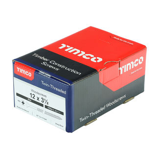 TIMCO Twin-Threaded Countersunk Silver Woodscrews - 12 x 3 1/2