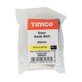 TIMCO Door Rack Bolts Electro Brass - 60mm