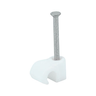 TIMCO Round Cable Clips White - To fit 3.5mm