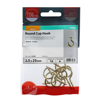 TIMCO Cup Hooks Round Electro Brass - 25mm