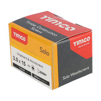 TIMCO Solo Countersunk Gold Woodscrews - 3.0 x 15