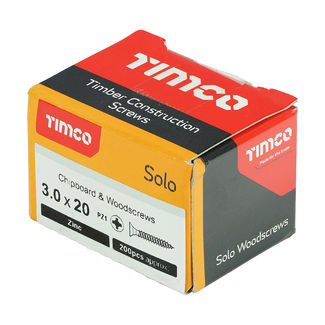 TIMCO Solo Countersunk Silver Woodscrews - 3.0 x 20