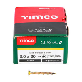 TIMCO Classic Multi-Purpose Countersunk Gold Woodscrews - 3.0 x 30