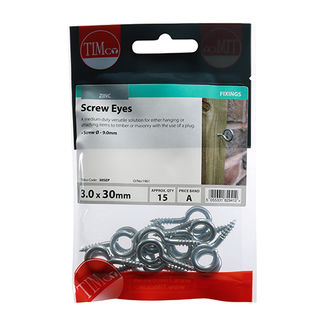 TIMCO Screw Eyes Silver - 30mm