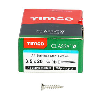 TIMCO Classic Multi-Purpose Countersunk A4 Stainless Steel Woodscrews - 3.5 x 20