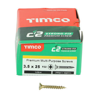 TIMCO C2 Strong-Fix Multi-Purpose Premium Countersunk Gold Woodscrews - 3.5 x 25