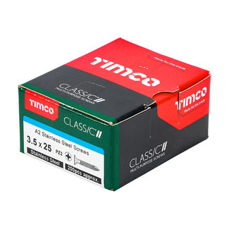 TIMCO Classic Multi-Purpose Countersunk A2 Stainless Steel Woodscrews - 3.5 x 25