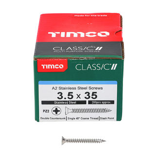 TIMCO Classic Multi-Purpose Countersunk A2 Stainless Steel Woodscrews - 3.5 x 35