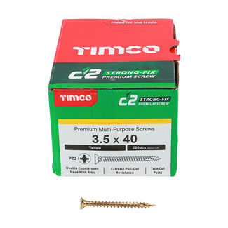 TIMCO C2 Strong-Fix Multi-Purpose Premium Countersunk Gold Woodscrews - 3.5 x 40