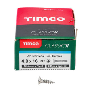 TIMCO Classic Multi-Purpose Countersunk A2 Stainless Steel Woodscrews - 4.0 x 16