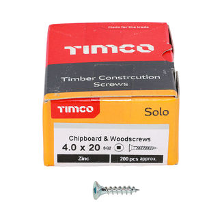 TIMCO Solo Countersunk Silver Woodscrews - 4.0 x 20