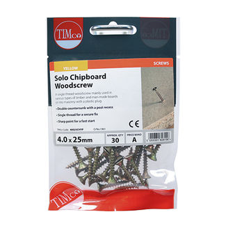 TIMCO Solo Countersunk Gold Woodscrews - 4.0 x 25