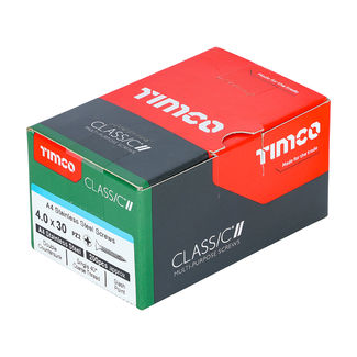 TIMCO Classic Multi-Purpose Countersunk A4 Stainless Steel Woodscrews - 4.0 x 30