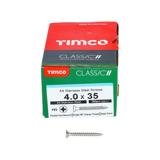 TIMCO Classic Multi-Purpose Countersunk A4 Stainless Steel Woodscrews - 4.0 x 35