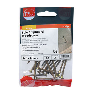 TIMCO Solo Countersunk Gold Woodscrews - 4.0 x 40