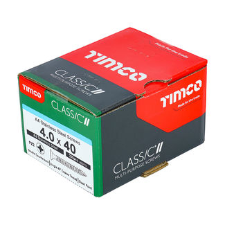 TIMCO Classic Multi-Purpose Countersunk A4 Stainless Steel Woodscrews - 4.0 x 40