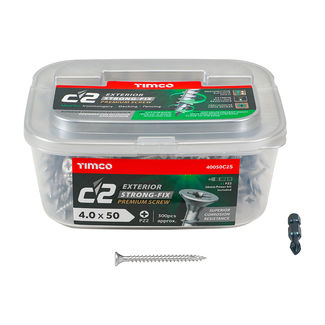 TIMCO C2 Exterior Multi-Purpose Premium Countersunk Silver Woodscrews - 4.0 x 50