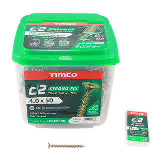 TIMCO C2 Strong-Fix Multi-Purpose Premium Countersunk Gold Woodscrews - 4.0 x 50