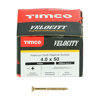 TIMCO Velocity Premium Multi-Use Countersunk Gold Woodscrews - 4.0 x 50